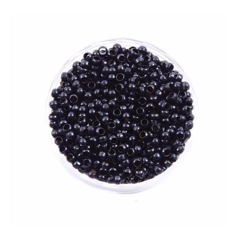 LSNDF 1000Pcs Non-Silicone Nano Ring Nano Lined Beads for Nano Ring Hair Extensions Hair Tinsel Feather Hair Extensions (2.5mm, Black)