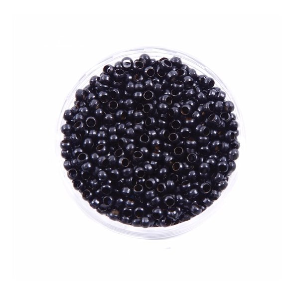 LSNDF 1000Pcs Non-Silicone Nano Ring Nano Lined Beads for Nano Ring Hair Extensions Hair Tinsel Feather Hair Extensions (2.5mm, Black)