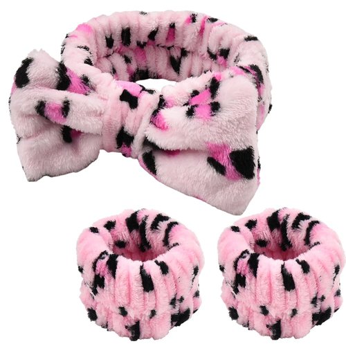 Bow Headbands Hairband for Women Girls Spa Makeup headband for Washing Face Pink Bowknot Head Wear Head for Shower Sport Hair Band Elastic Skin Care Headbands Non Slip Hair Accessories for Women Girls
