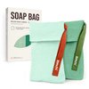 ZOMCHI 2 Pieces Bar Soap Saver Bags with Different Roughness, Exfoliating Soap Bags for Body Wash, Foaming Soap Holder for Shower (Mint)