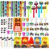 Monster Truck Party Favor 84 PCS Monster Truck Mini Pull Cars Treat Box Slap Bracelets Keychain Bubble Paper Straws Gift Rewards for Kids Birthday Supply