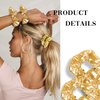 12 Pcs Faux Leather Jacket Cheer Hair Scrunchies For Thick Hair School Performance Scrunchy Sports Ponytail Holder Wrist for Girls Cosplay Show (Gold)