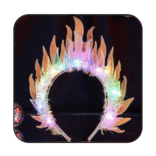 GORTIN Light up Fire Headband LED Flame Headbands Glowing Sun Goddess Hair Band Cosplay Costume Rave Hair Accessories for Women and Girls
