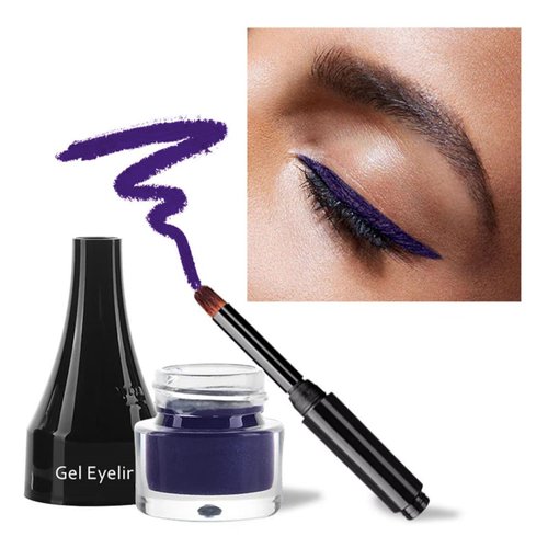 MAEPEOR Gel Eyeliner 10 Colors Smooth Cream Matte Eyeliner Gel Longlasting Waterproof and Smudgeproof High Pigment Eyeliner with Brush (10 Purple)