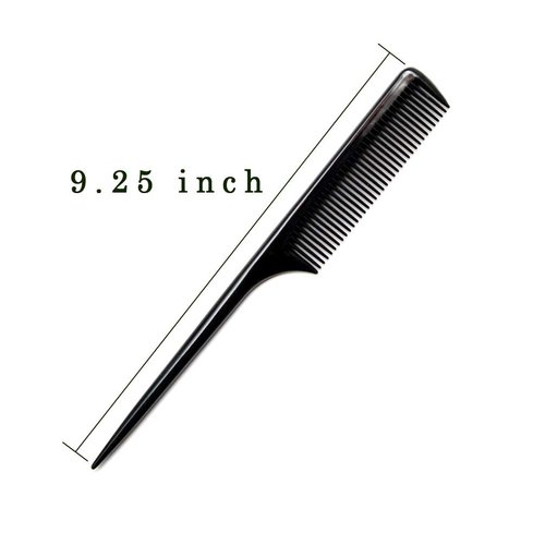 LUXXII (4 Pack) 9.25" Sturdy Rat Tail Comb Fine-tooth Hair Comb with Thin and Long Handle (Black and Brown)