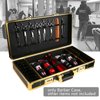 Gdrasuya10 Professional Barber Case Stylist Tool Box Organizer Portable Barber Carrying Case Salon Barber Case Traveling Case With Handle and Numlock for Clippers Trimmers Scissors Combs Tools
