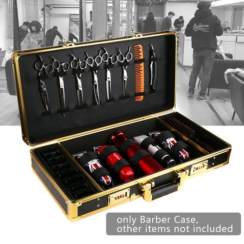 Gdrasuya10 Professional Barber Case Stylist Tool Box Organizer Portable Barber Carrying Case Salon Barber Case Traveling Case With Handle and Numlock for Clippers Trimmers Scissors Combs Tools