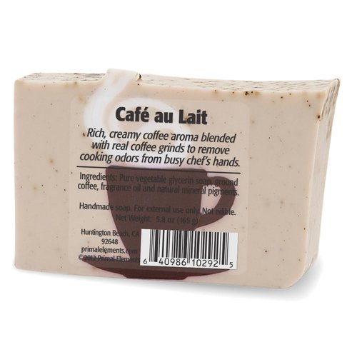 Primal Elements Glycerin Bar Soap | Helps All Skin Types, Sensitive, Oily & Dry Skin | NO PARABENS, VEGAN, GLUTEN FREE, 100% VEGETABLE BASE - (Café Au Lait)