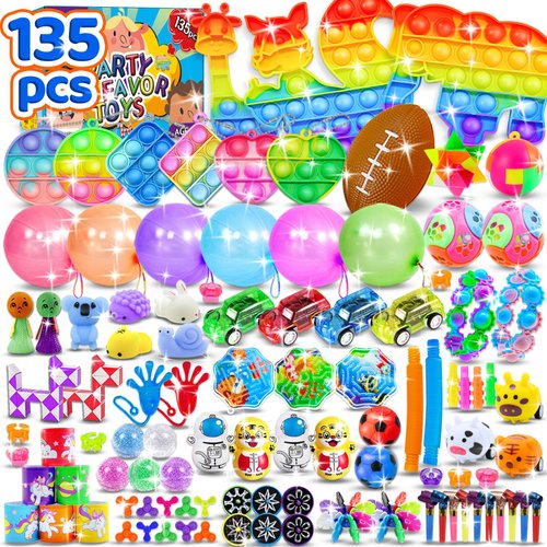 Erosbon 135pcs Party Favors for Kids3-5 4-8-12, Fidget Toys, Birthday Gift Toys, Treasure Box Toys Prizes for Kids, Bulk Toys Goodie Bag Stuffer Carnival Prize Reward