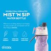 O2COOL Mist 'N Sip Misting Water Bottle 2-in-1 Mist And Sip Function With No Leak Pull Top Spout Sports Water Bottle Reusable Water Bottle - 20 oz (Yoga Lilac)