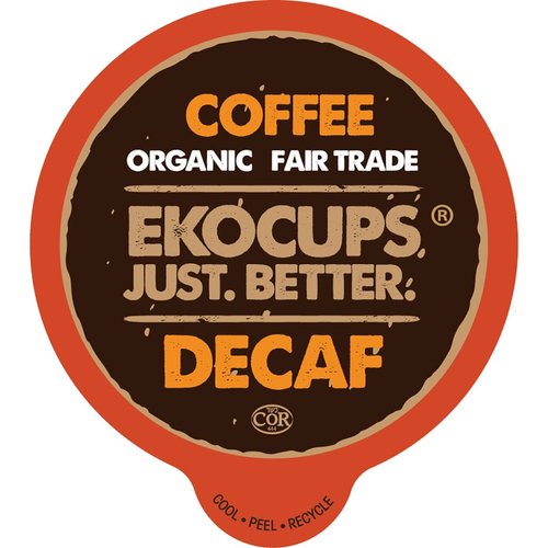 EKOCUPS Organic Swiss Water Decaf Medium Roast Coffee Pods, 30% More Coffee Per Cup, Fair Trade Decaffeinated Coffee for Keurig K Cup Machines, Recyclable Pods, 40 Count