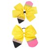 School Bow Cheer Bow Clip, Back to School Hair Bow Ponytail Holder, Pencil Girls Hair Clips ZFJ26 (Yellow Set)