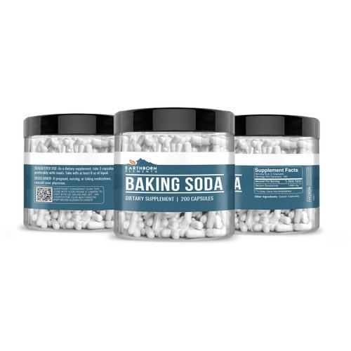 Earthborn Elements Baking Soda Capsules, 200 Capsules, Sodium Bicarbonate