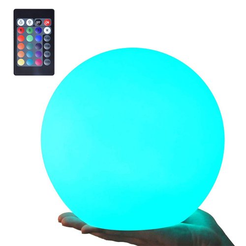 LOFTEK LED Night Light Ball, 8-inch 16 RGB Colors and Dimmable Globe Light with Remote, Upgraded Folding Handle, Seamless Matte Housing, Rechargeable IP65 Floating Pool Light, for Nursery or Decor