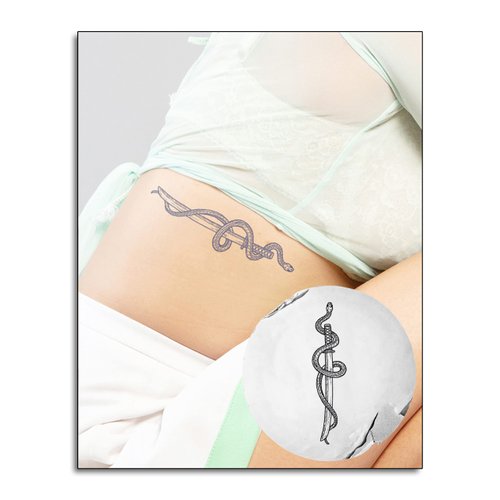 Inkbox Temporary Tattoos, Semi-Permanent Tattoo, One Premium Easy Long Lasting, Water-Resistant Temp Tattoo with For Now Ink - Lasts 1-2 Weeks, Snake Tattoo, 7 x 2 in, Bad Karma