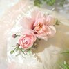 Fangsen Silver Wedding Rose Flower Hair Comb Bridal Floral Hair Headpiece for Brides and Bridesmaids Christmas Hair Accessories (Pink))