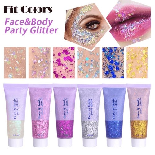Body Glitter Gel, JetlagClock - Face Glitter Body Gel, Singer Concerts Music Festival Rave Accessories for Face Eye Lip Hair, Mermaid Face Glitter Gel, Festival Glitter Makeup (White+Pink)100ml