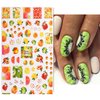 Fruits Nail Art Stickers 3D Self-Adhesive Nail Decals, Cherry Lemon Peach Strawberry Nail Sticker Decoration, Laser Glitter Nail Design for Women Girls Manicure Tips Nails Decal (8 Sheets)
