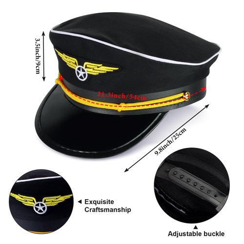 Kyson 7 Pcs Kids Pilot Costume Airline Captain Aviation Costume Dress up Accessories for Halloween Career Day Pretend Play (Set B)