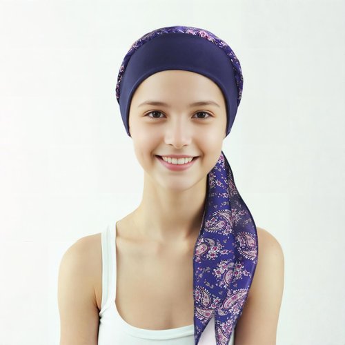 BELLESHOW Chemo Headwear Turbans for Women, Cancer Head Scarf for Women, Head Wraps for Cancer Patients, Head Coverings Caps, Cancer Present Chemotherapy Must Haves for Women Blue