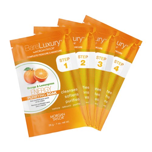 Morgan Taylor BareLuxury 4-Step Complete Pedicure & Manicure Packs (Orange & Lemongrass), Hand and Foot Spa Kit in 4 Packs, Pedicure and Manicure Kit, Self Care Gifts For Women