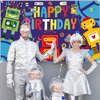 Robot Birthday Party Backdrop Happy Birthday Photography Backdrop 5.9x3.6ft Robot Photography Background for Gear Robot Birthday Party Decoration Gear Up Robot Party Supplies