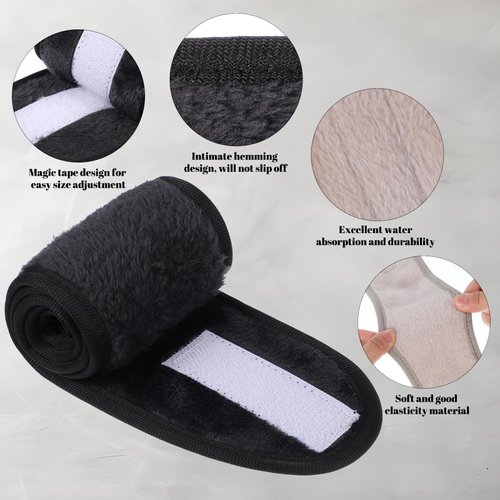 obeoby 6 Pack Spa Facial Headbands for Women, Adjustable Face Wash Headband Coral Fleece Skincare Headband Make Up Wrap Head for Washing Face Shower Yoga