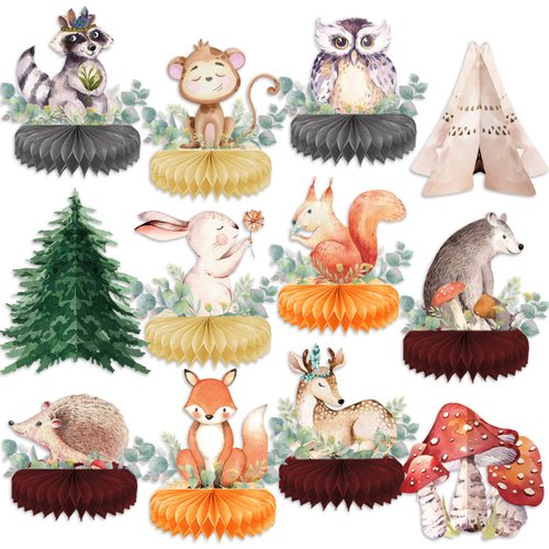 Woodland Animals Baby Shower Decorations Floral Woodland Forest Honeycomb Centerpieces Woodland C...