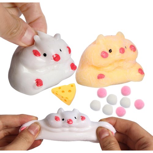 4 Pack Squishy Hamster Squishy Squeeze Toys, Cute Soft Cat Squishy Toys, Party Favors Fidget Toys...