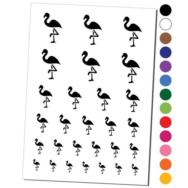 Standing Flamingo Temporary Tattoo Water Resistant Fake Body Art Set Collection - Black (One Sheet)