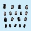 Black Press on Nails Short Square Fake Nails Black Butterfly Glue on Nails Full Cover Glossy Acrylic Nails Rhinestone Stick on Nails Reusable Luxury Artificial Nails for Women Girls Manicure 24Pcs