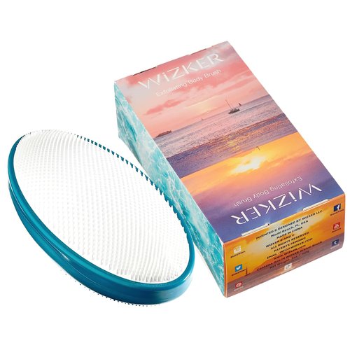 WIZKER Premium Ingrown Hair Exfoliating Brush, 2-in-1 Soft + Firm Face Body Exfoliator for Sensitive Skin, Prevents Razor Bumps, Shave, Laser, Wax, Epilation, Dermaplaning – Waterproof, Mold Resistant