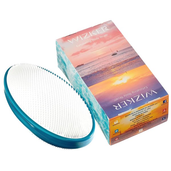 WIZKER Premium Ingrown Hair Exfoliating Brush, 2-in-1 Soft + Firm Face Body Exfoliator for Sensitive Skin, Prevents Razor Bumps, Shave, Laser, Wax, Epilation, Dermaplaning – Waterproof, Mold Resistant