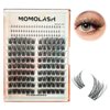 MOMOLASH Fluffy Lash Clusters Wispy 168pcs Volume Natural Soft Cluster Eyelash Extensions with Bottom Lashes D Curl Individual Matte Black Lashes 12-18mm with 5-7mm Bottom Eyelash Clusters DIY at Home