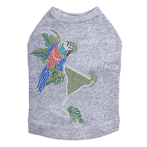 Wasting Away in Barkaritaville Parrot Dog Shirt M GRAY