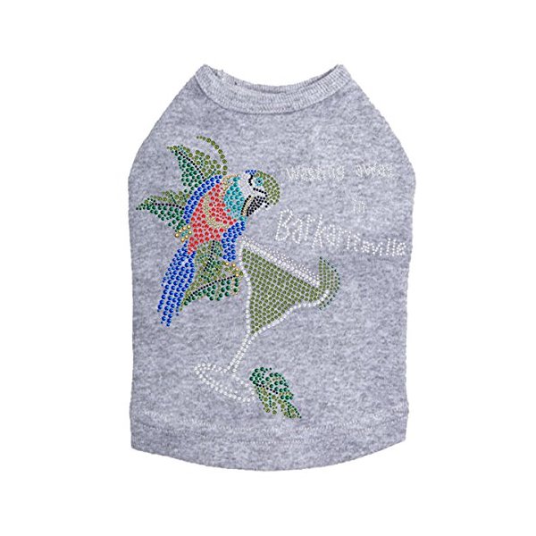Wasting Away in Barkaritaville Parrot Dog Shirt M GRAY