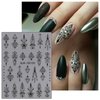 JMEOWIO 3D Embossed Black White Flower Nail Art Stickers Decals Self-Adhesive Pegatinas Uñas 5D Leaves Lace Nail Supplies Nail Art Design Decoration Accessories 4 Sheets
