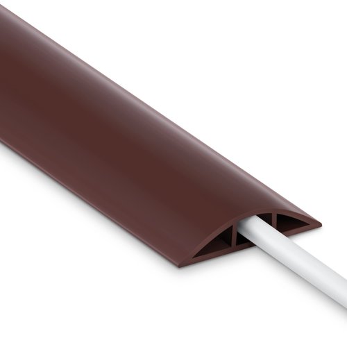 4FT Cord Cover Floor, Brown Cord Hider Floor, Extension Cable Cover Power Cord Protector Floor, Cable Management Hide Cords on Floor- Soft PVC Wire Covers - Cord Cavity: 0.47" (W) x 0.24" (H)