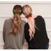 Red Christmas Scrunchies with Bow and Sequins, Velvet Mouse Ear Hair Ties for Women and Girls, Festive Holiday Ponytail Accessories and Party Favors