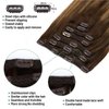 LIZ Hair Human Hair Extensions, 120g 7pcs Balayage Chocolate Brown to Caramel Blonde Hair Extensions Straight Remy Hair Extensions Clip in Human Hair 16 Inch Hair Extensions