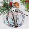 Jocidea Christmas Ornament, Elephant Christmas Decor, Elephant Ornaments for Christmas Tree, Stained Glass Ornament, Elephant Gifts, Holiday Decorations and Xmas Gifts Ideas