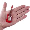 Dselvgvu Wooden Miniature Electric Guitar with Stand and Case Mini Musical Instrument Miniature Dollhouse Model Birthday Present (Electric Guitar:Red, 3.92"x1.24"x0.37")