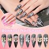 60 Pcs Metal Bow Nail Gems Charms, 3D Alloy Bow Bowkont Nail Charms for Acrylic Nails, 12 Styles Silver Gold Black Bows Nail Art Charms, Bow Nail Jewelry for Nails DIY Y2K Decoration