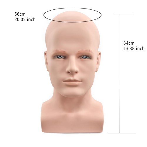 BLTYXT PVC Male Mannequin Head Professional Manikin Training Head for Display Headphone Game Console Hats Wigs Jewellery Glasses Facemask Caps Model Head (L90FuS)