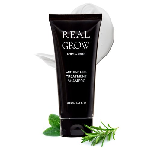 RATED GREEN REAL GROW Anti Hair Loss Treatment | Hair Strengthening Shampoo for Thinning Hair | Organic Rosemary Shampoo for Women 6.76 fl oz