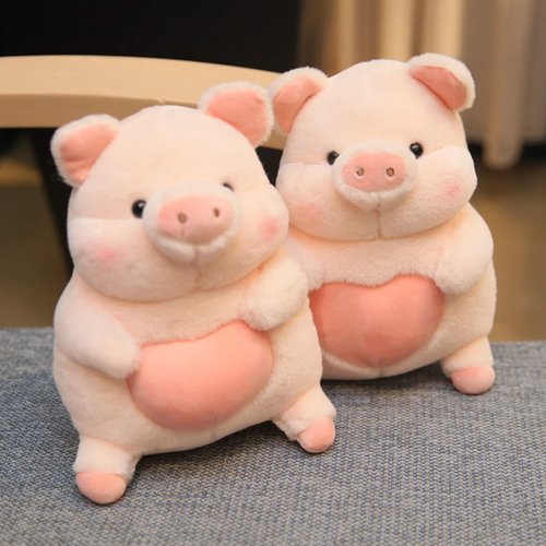 Ruzucoda Plush Pig Stuffed Animals Soft Toys Holding Love Heart Dolls Gifts for Girls Girlfriend Lover Pink 8 Inches