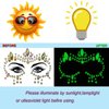 2 Pack Halloween Glow in the Dark Face Jewels Crystal Glitter Stickers, Luminous Tattoo Face Day Of The Dead Face Gems Jewels Tattoos