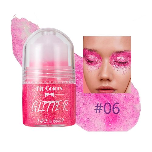 Body Glitter Gel, Roll-on Face Glitter Sequins for Concert Merch Festival Rave Accessories, Holographic Hair Glitter Gel,Body Shimmer Sparkling Halloween Mermaid Makeup for Rave Party (Rose Pink)