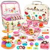 SMILESSKIDDO 46PCS Tea Party Set for Little Girls - Princess Tea Party Set,Kids Kitchen Pretend Play Toys - Toddler Tea Party Sets for Girls 3-5, Girls Tea Party Set Gift for 3 4 5 6 7 8 Girl(Garden)