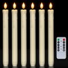 Homemory 6 Pcs Flameless Taper Candles with Remote, Timer, Dimmer, Ivory Battery Operated CandleSticks with Flickering Light, Plastic Led Window Candles, 9.6 Inches for Halloween Christmas Decoration